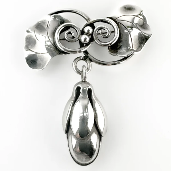 Georg Jensen Foliate Silver Brooch - Saddingtons Jewellery Stand 375 - image 1
