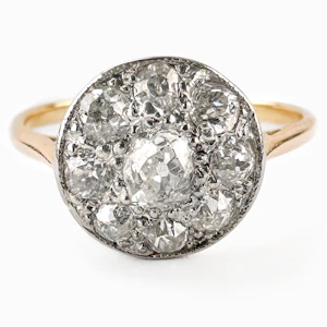 Edwardian Diamond Daisy Cluster Ring - Saddingtons Jewellery Stand 375