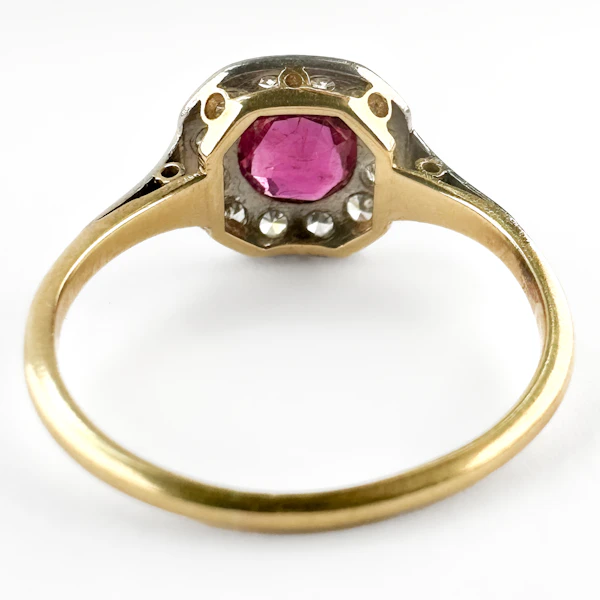 Edwardian Burma Ruby & Diamond Cluster Ring - Saddingtons Jewellery Stand 375 - image 3