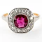 Edwardian Burma Ruby & Diamond Cluster Ring - Saddingtons Jewellery Stand 375 - image 1