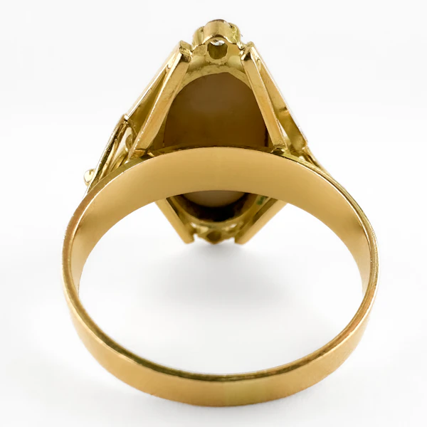 Vintage Geometric Black Opal & Diamond Ring - Saddingtons Jewellery Stand 375 - image 4