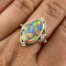 Vintage Geometric Black Opal & Diamond Ring - Saddingtons Jewellery Stand 375 - image 1