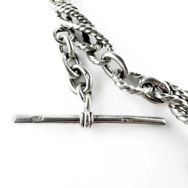 Edwardian Silver Fancy Link Chain - Saddingtons Jewellery Stand 375 - image 4