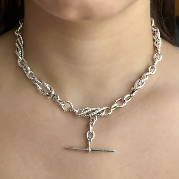 Edwardian Silver Fancy Link Chain - Saddingtons Jewellery Stand 375 - image 1