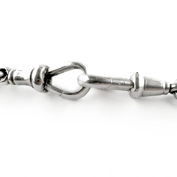 Edwardian Silver Trombone Link Albert - Saddingtons Jewellery Stand 375 - image 2