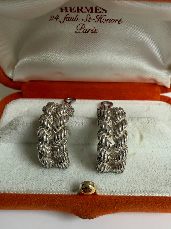 Hermes sterling silver clip earrings - image 2