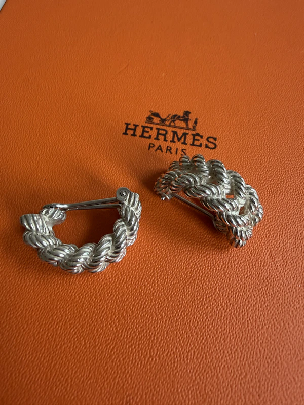 Hermes sterling silver clip earrings - image 1