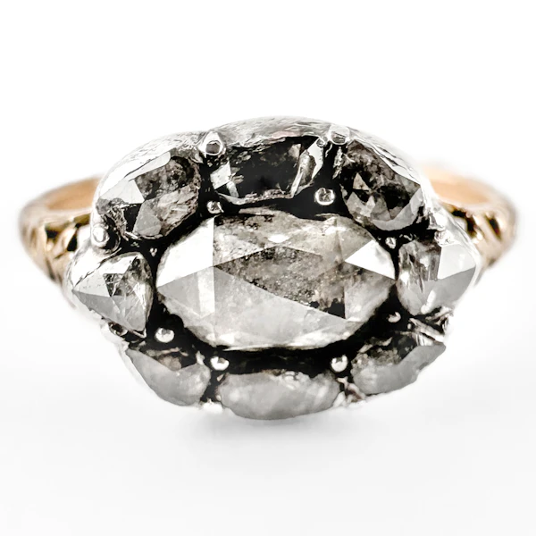 Georgian Rose Cut Diamond Cluster Ring - Saddingtons Jewellery Stand 375 - image 2