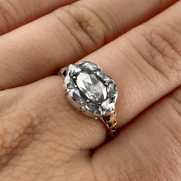 Georgian Rose Cut Diamond Cluster Ring - Saddingtons Jewellery Stand 375 - image 4