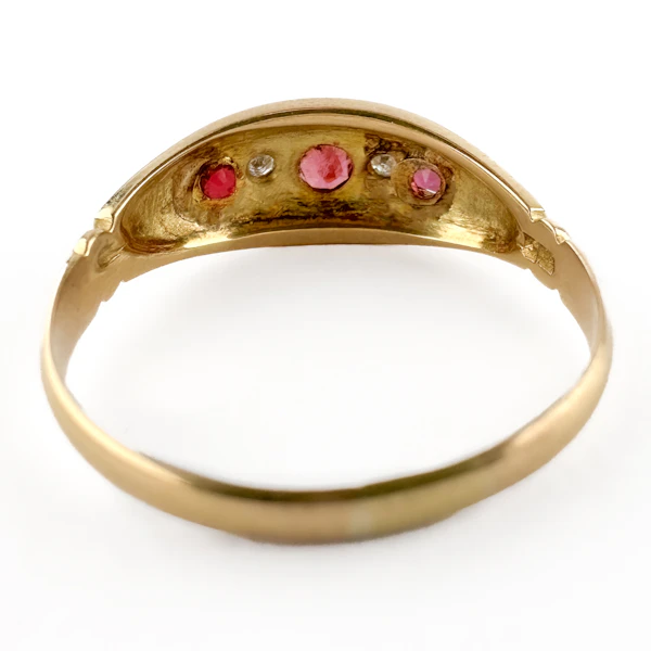 1921 Ruby & Diamond Boat Ring - Saddingtons Jewellery Stand 375 - image 2