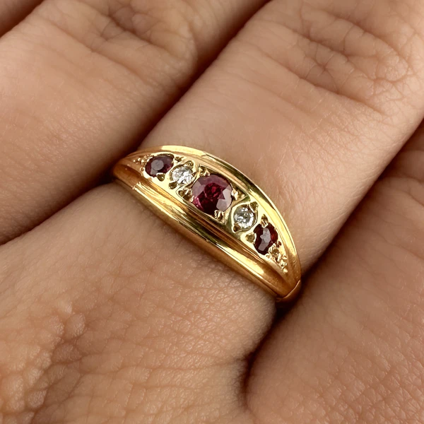1921 Ruby & Diamond Boat Ring - Saddingtons Jewellery Stand 375 - image 5