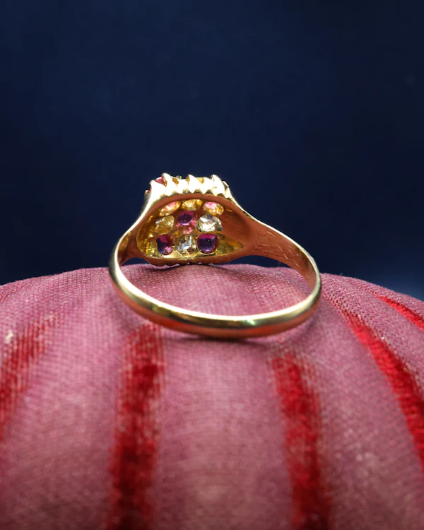 A very fine 18ct Yellow Gold Ruby & Diamond, Chequer Board Ring, Birmingham Hallmarks 1908 - image 3