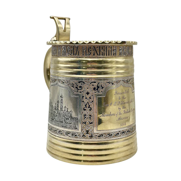 Russian silver gilt and niello tankard, Moscow, 1865 by Vasily Semenov. - image 3