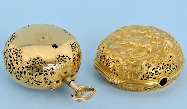 Gold Champleve Dial Quarter Repeating Repousse - image 5
