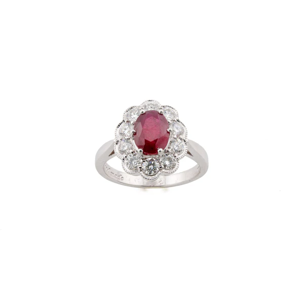 18ct Gold Ruby and Diamond Cluster Ring Spectrum Antiques - image 1
