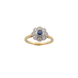 18ct Gold Sapphire and Diamond Flower Cluster Ring Spectrum Antiques