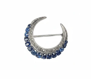Blue Moon...antique sapphire and diamond crescent sku 8097 DBGEMS