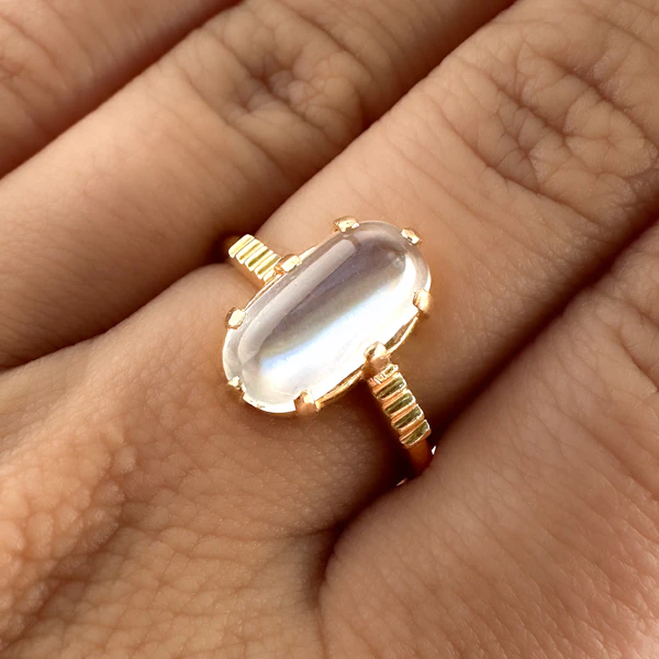 Vintage Moonstone Solitaire Ring - Saddingtons Jewellery Stand 375 - image 1
