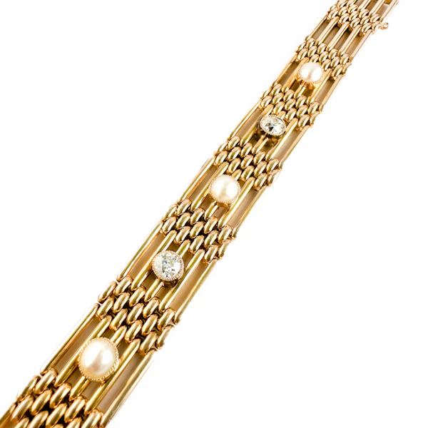 Edwardian Gold Pearl & Diamond Bracelet - Saddingtons Jewellery Stand 375 - image 2