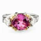 Vintage Pink Sapphire & Diamond 3 Stone Ring - Saddingtons Jewellery Stand 375 - image 1