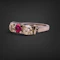 Antique Pink sapphire & Old Cut Diamond Trilogy Ring - image 3