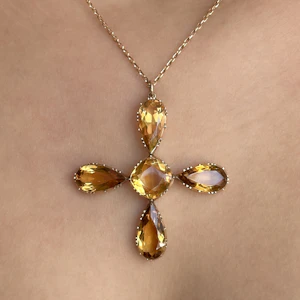 Victorian Citrine Cross Pendant - Saddingtons Jewellery Stand 375