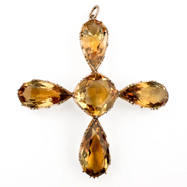 Victorian Citrine Cross Pendant - Saddingtons Jewellery Stand 375 - image 2