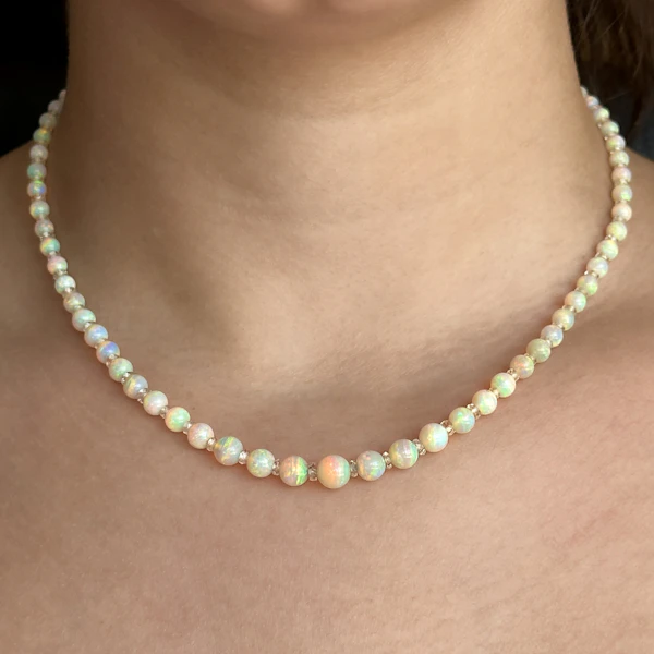 Edwardian Graduated Opal Bead Necklace - Saddingtons Jewellery Stand 375 - image 1