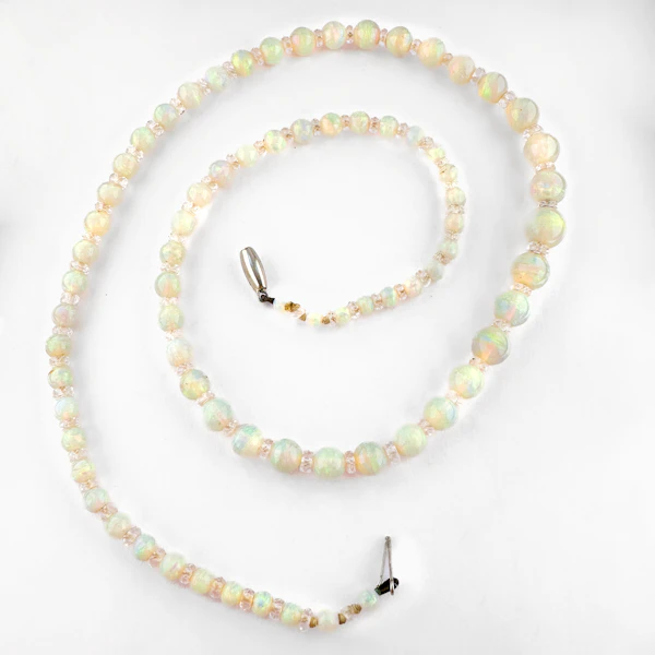 Edwardian Graduated Opal Bead Necklace - Saddingtons Jewellery Stand 375 - image 2