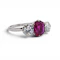 Vintage Ruby, Diamond and Platinum Three Stone Ring, Circa 1950 - image 5
