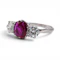 Vintage Ruby, Diamond and Platinum Three Stone Ring, Circa 1950 - image 6
