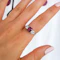 Vintage Ruby, Diamond and Platinum Three Stone Ring, Circa 1950 - image 4