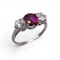 Vintage Ruby, Diamond and Platinum Three Stone Ring, Circa 1950 - image 3