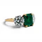 Colombian Emerald, Diamond, Gold and Platinum Three Stone Ring - image 5