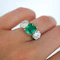Colombian Emerald, Diamond, Gold and Platinum Three Stone Ring - image 2