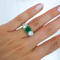 Colombian Emerald, Diamond, Gold and Platinum Three Stone Ring - image 4
