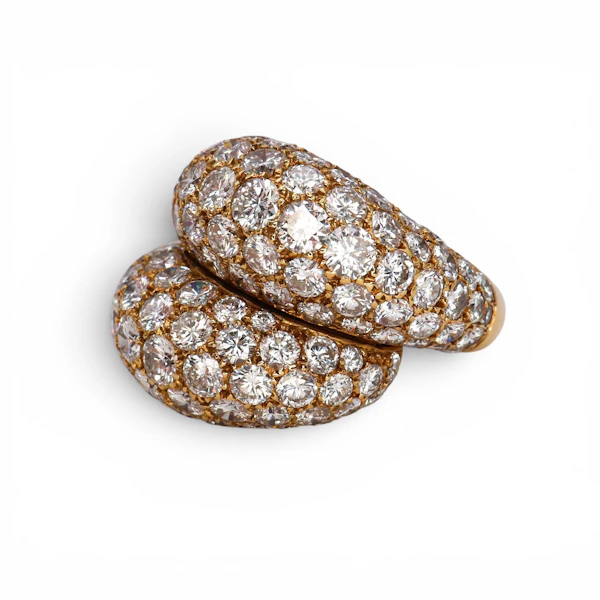 Vintage Van Cleef and Arpels Diamond and Gold Double Bombé Ring, Circa 1980 - image 5