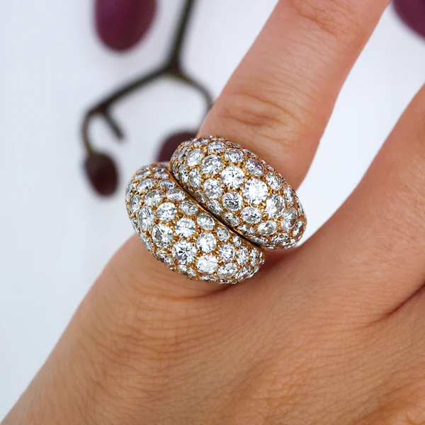 Vintage Van Cleef and Arpels Diamond and Gold Double Bombé Ring, Circa 1980 - image 2