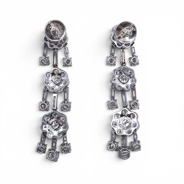Vintage Diamond and Platinum Drop Earrings, Circa 1950, 12.50 Carats - image 5