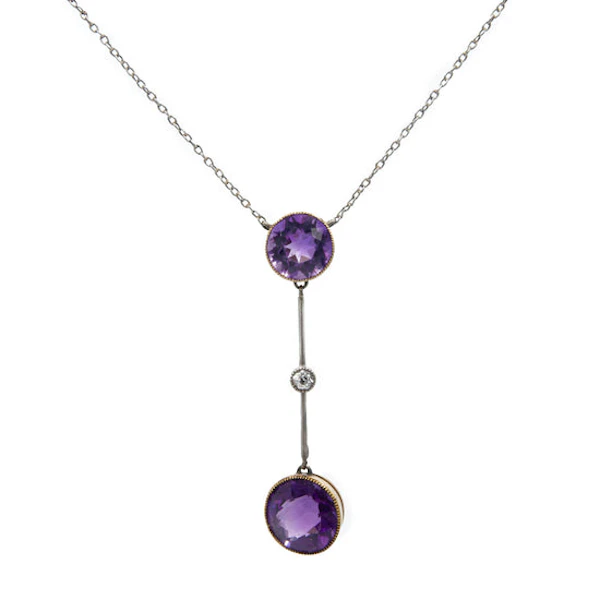 15ct Amethyst and Diamond Drop Spectrum Antiques - image 1