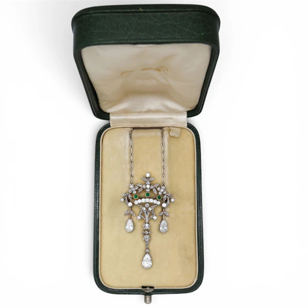 Georges Le Saché for Vever Belle Époque Emerald Diamond Platinum and Gold Brooch-Cum-Pendant Necklace, Circa 1900 - image 3
