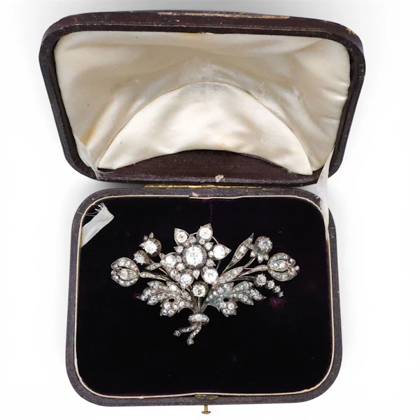 Antique Diamond and Silver Upon Gold Trembling Brooch, Circa 1880, 12.50 Carats - image 5