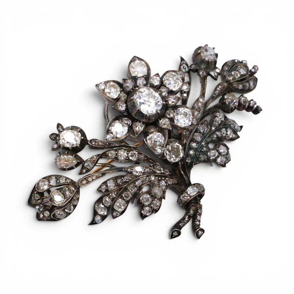Antique Diamond and Silver Upon Gold Trembling Brooch, Circa 1880, 12.50 Carats - image 3