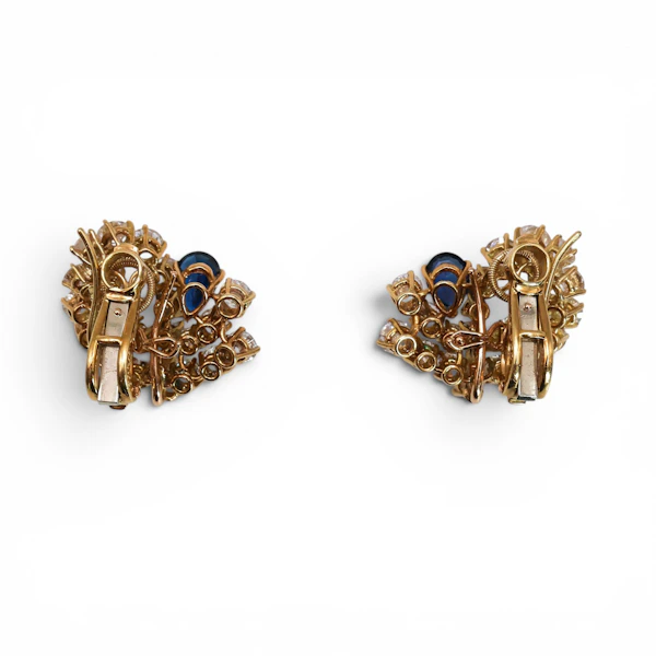 Vintage FRED Sapphire, Diamond and Gold Earrings, Circa 1960 - image 6