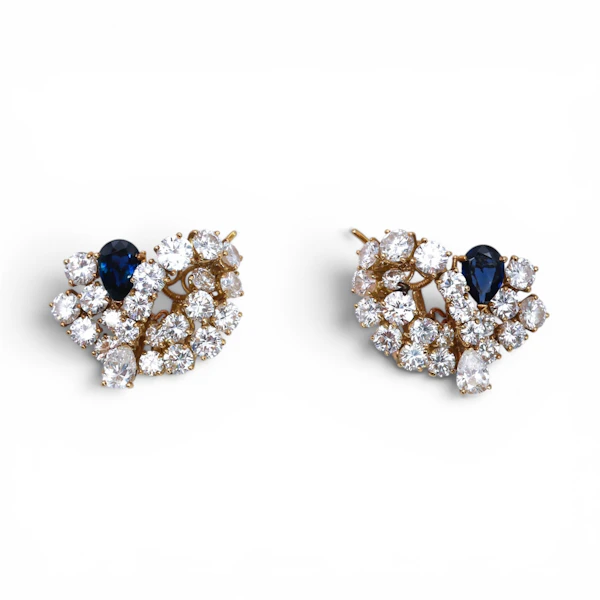 Vintage FRED Sapphire, Diamond and Gold Earrings, Circa 1960 - image 3