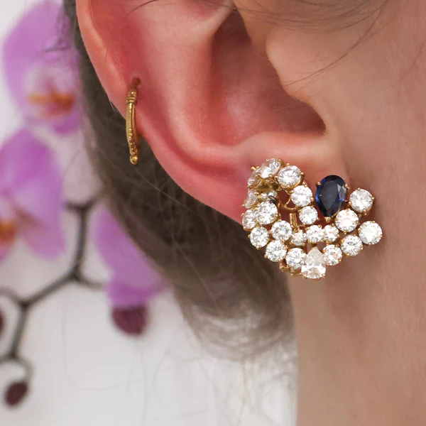Vintage FRED Sapphire, Diamond and Gold Earrings, Circa 1960 - image 4