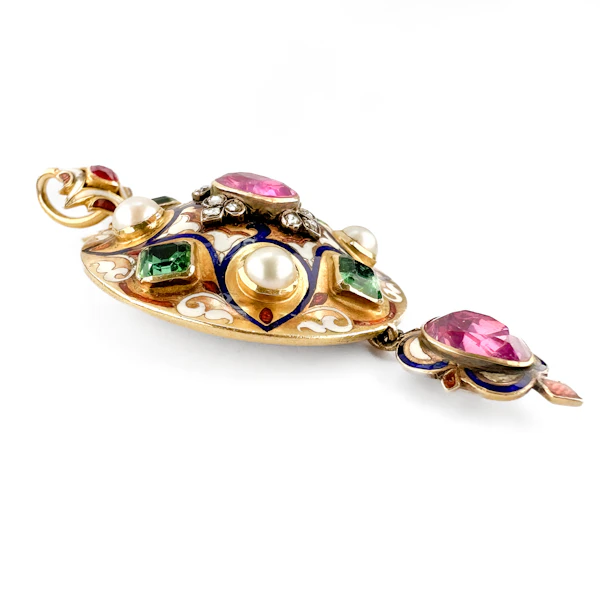 Victorian Holbeinesque Multi-Gem Pendant - Saddingtons Jewellery Stand 375 - image 3