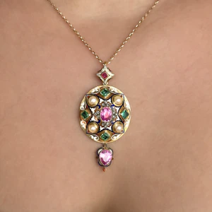 Victorian Holbeinesque Multi-Gem Pendant - Saddingtons Jewellery Stand 375
