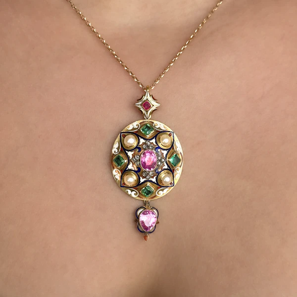 Victorian Holbeinesque Multi-Gem Pendant - Saddingtons Jewellery Stand 375 - image 1