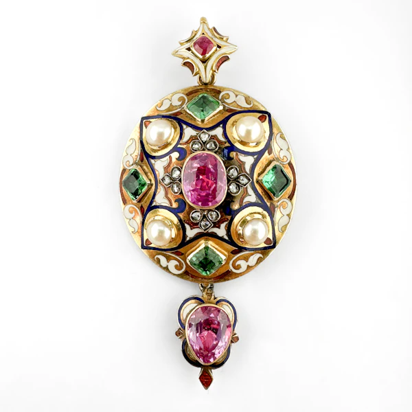 Victorian Holbeinesque Multi-Gem Pendant - Saddingtons Jewellery Stand 375 - image 2